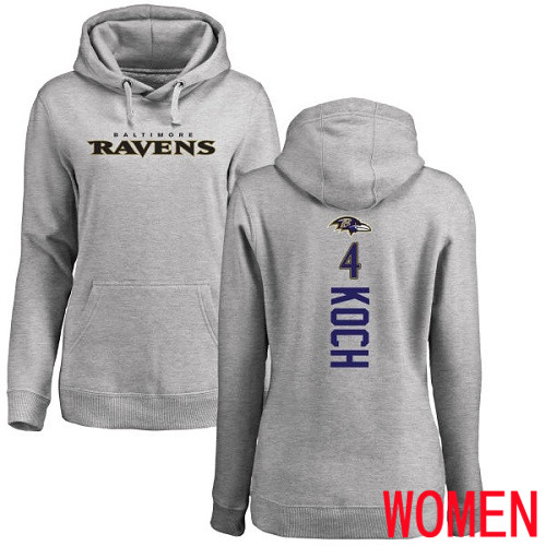 Baltimore Ravens Ash Women Sam Koch Backer NFL Football 4 Pullover Hoodie Sweatshirt